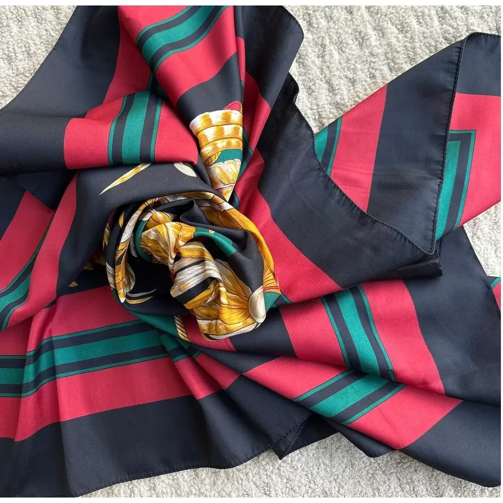 Silk Scarf with vintage hats motif 34